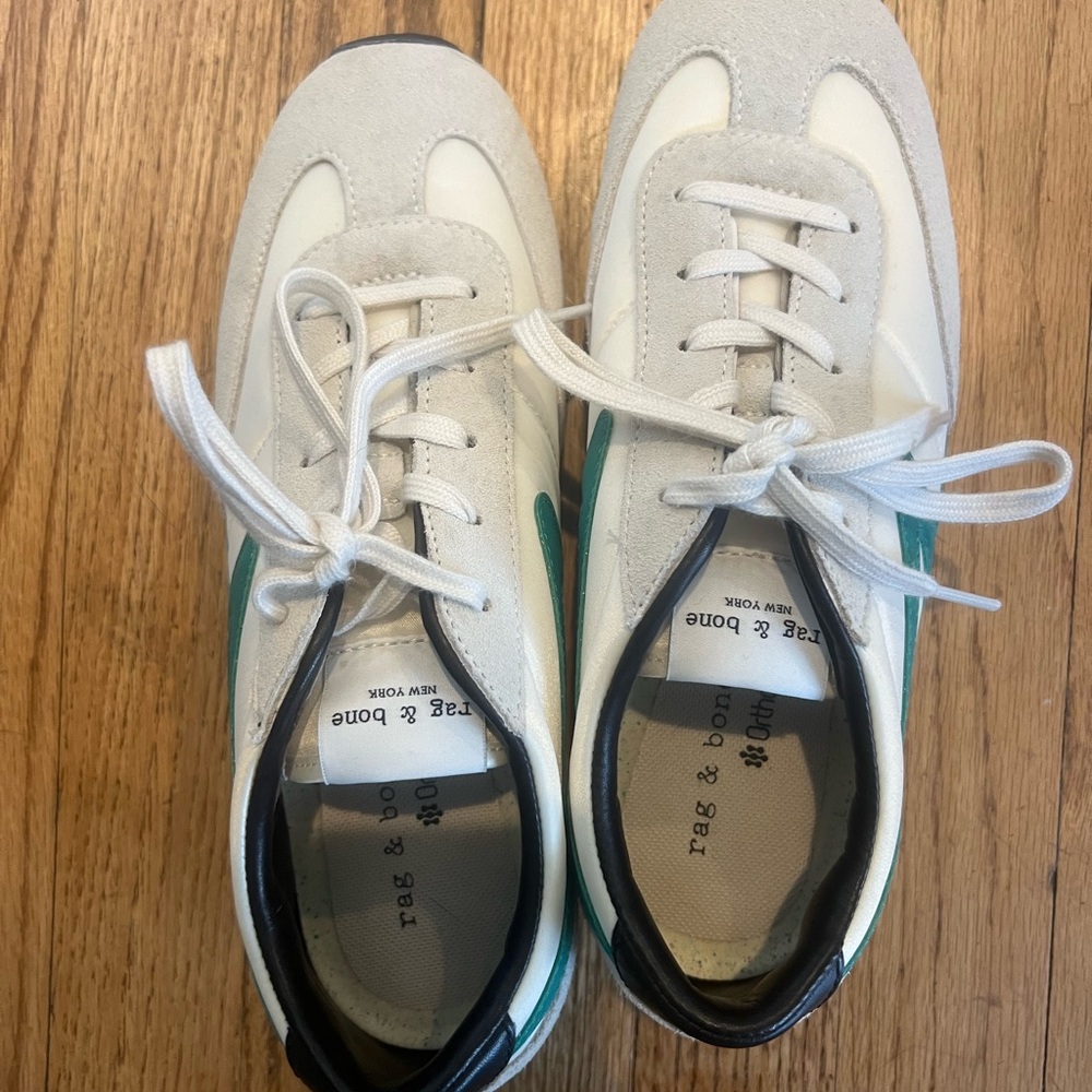 Rag & Bone White and Green Sneakers